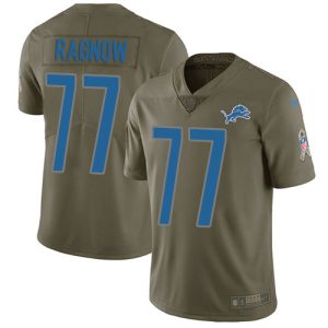 Outstanding Lions #77 Frank Ragnow Olive Youth Stitched NFL Limited 2017 Salute To Service Jersey