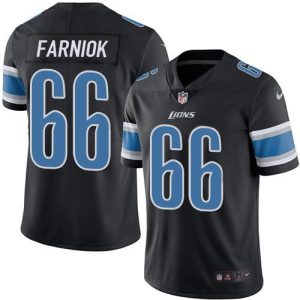 Superb Lions #66 Matt Farniok Black Youth Stitched NFL Limited Rush Jersey