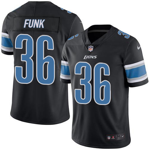 Gorgeous Lions #36 Jake Funk Black Youth Stitched NFL Limited Rush Jersey