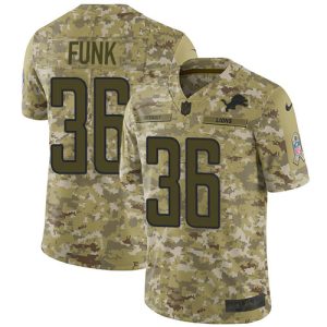 Exceptional Lions #36 Jake Funk Camo Youth Stitched NFL Limited 2018 Salute To Service Jersey