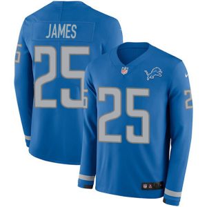 Premium Lions #25 Craig James Blue Team Color Youth Stitched NFL Limited Therma Long Sleeve Jersey