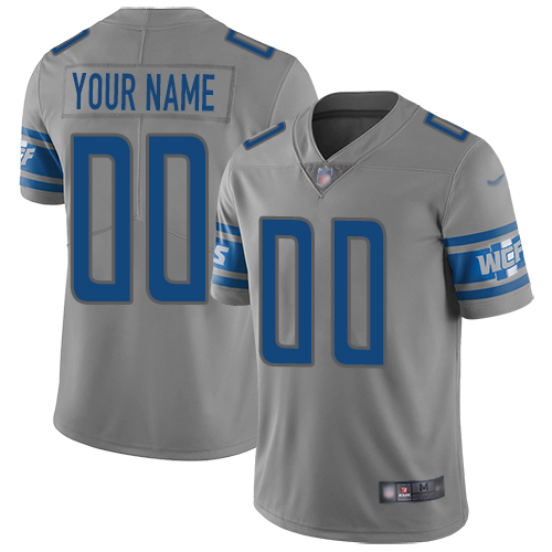 Superior Detroit Lions Customized Gray Men's Stitched NFL Limited Inverted Legend Jersey