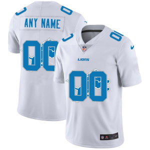 Superb Detroit Lions Custom White Men's  Team Logo Dual Overlap Limited NFL Jersey