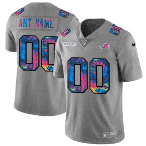 Outstanding Detroit Lions Custom Men's  Multi-Color 2020 NFL Crucial Catch Vapor Untouchable Limited Jersey Greyheather