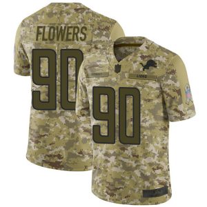 Exceptional Lions #90 Trey Flowers Camo Men's Stitched NFL Limited 2018 Salute To Service Jersey