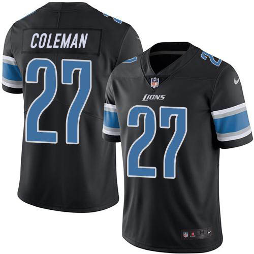 Exquisite Lions #27 Justin Coleman Black Men's Stitched NFL Limited Rush Jersey