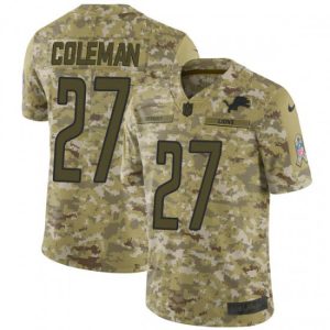 Exquisite Lions #27 Justin Coleman Camo Men's Stitched NFL Limited 2018 Salute To Service Jersey