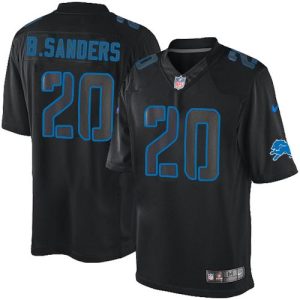 Outstanding Lions #20 Barry Sanders Black Men's Stitched NFL Impact Limited Jersey