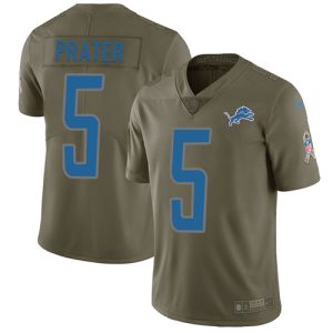 Superb Lions #5 Matt Prater Olive Men's Stitched NFL Limited 2017 Salute to Service Jersey