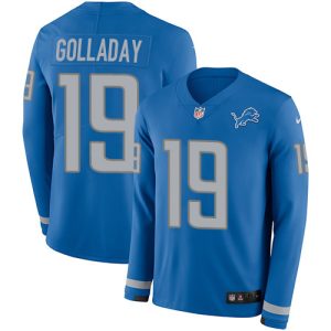 Outstanding Lions #19 Kenny Golladay Blue Team Color Men's Stitched NFL Limited Therma Long Sleeve Jersey