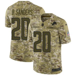 Marvelous Lions #20 Barry Sanders Camo Men's Stitched NFL Limited 2018 Salute To Service Jersey