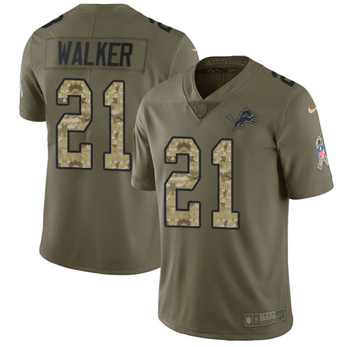 Superb Lions #21 Tracy Walker Olive/Camo Men's Stitched NFL Limited 2017 Salute To Service Jersey