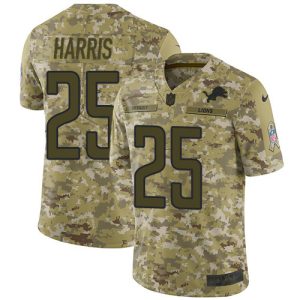 Gorgeous Lions #25 Will Harris Camo Men's Stitched NFL Limited 2018 Salute To Service Jersey