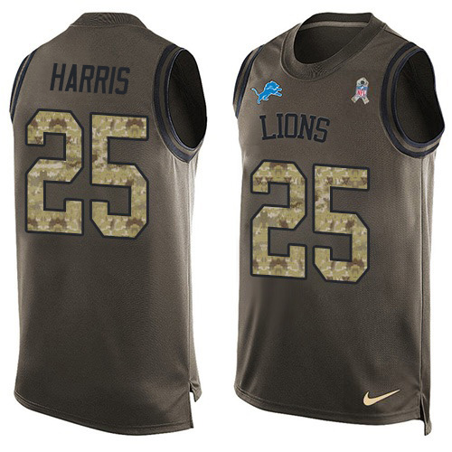 Finest Lions #25 Will Harris Green Men's Stitched NFL Limited Salute To Service Tank Top Jersey