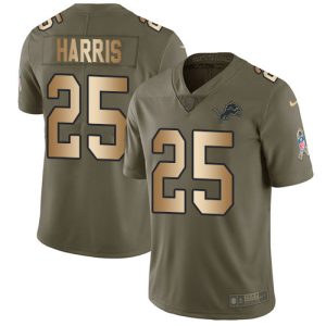 Superb Lions #25 Will Harris Olive/Gold Men's Stitched NFL Limited 2017 Salute To Service Jersey