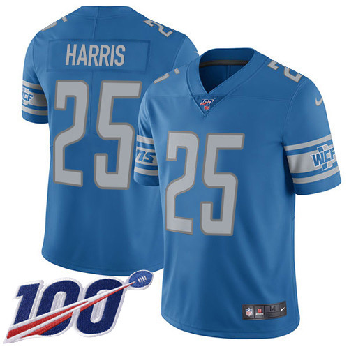 Outstanding Lions #25 Will Harris Blue Team Color Men's Stitched NFL 100th Season Vapor Untouchable Limited Jersey