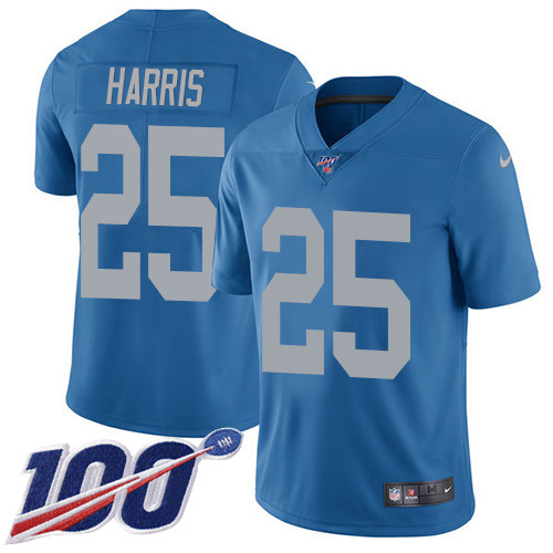 Premium Lions #25 Will Harris Blue Throwback Men's Stitched NFL 100th Season Vapor Untouchable Limited Jersey
