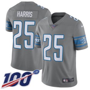 Outstanding Lions #25 Will Harris Gray Men's Stitched NFL Limited Rush 100th Season Jersey