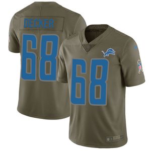 Exquisite Lions #68 Taylor Decker Olive Men's Stitched NFL Limited 2017 Salute to Service Jersey