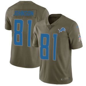 Superb Lions #81 Calvin Johnson Olive Men's Stitched NFL Limited 2017 Salute to Service Jersey