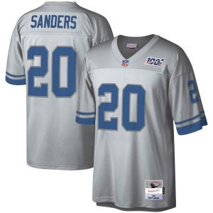 Superior Detroit Lions #20 Barry Sanders Mitchell & Ness NFL 100 Retired Player Platinum Jersey