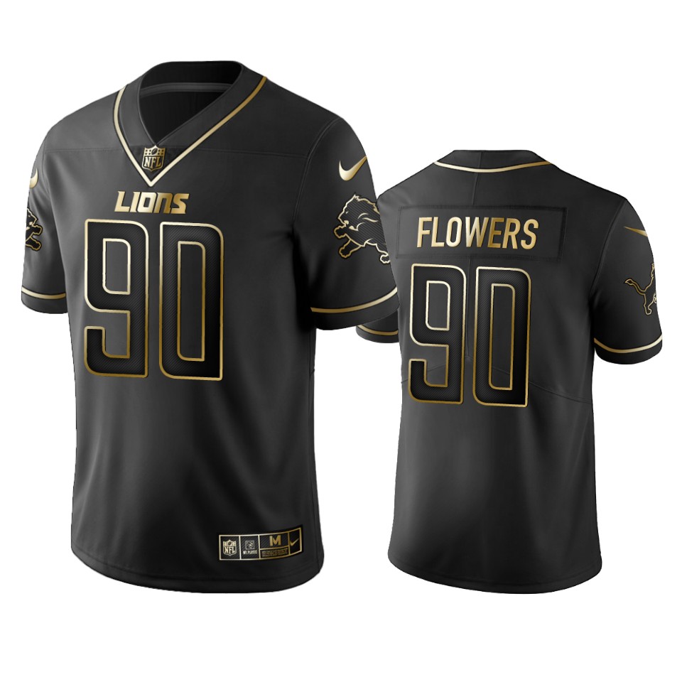 Exquisite Lions #90 Trey Flowers Men's Stitched NFL Vapor Untouchable Limited Black Golden Jersey