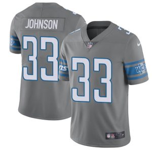 Exquisite Lions #33 Kerryon Johnson Gray Men's Stitched NFL Limited Rush Jersey