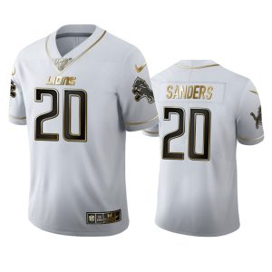 Superb Detroit Lions #20 Barry Sanders Men's White Golden Edition Vapor Limited NFL 100 Jersey