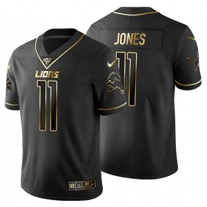 Exquisite Detroit Lions #11 Marvin Jones Men's Black Golden Limited NFL 100 Jersey