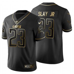 Outstanding Detroit Lions #23 Darius Slay Jr Men's Black Golden Limited NFL 100 Jersey