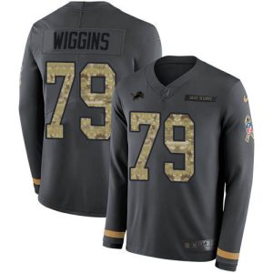 Superior Lions #79 Kenny Wiggins Anthracite Salute to Service Men's Stitched NFL Limited Therma Long Sleeve Jersey