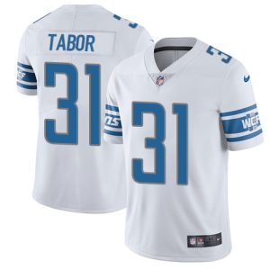 Outstanding Lions #31 Teez Tabor White Men's Stitched NFL Vapor Untouchable Limited Jersey
