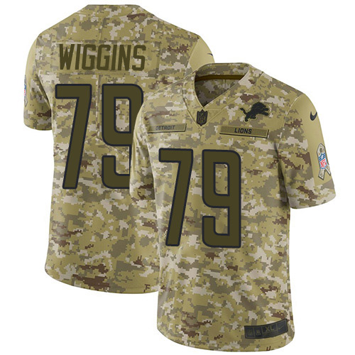 Gorgeous Lions #79 Kenny Wiggins Camo Men's Stitched NFL Limited 2018 Salute To Service Jersey