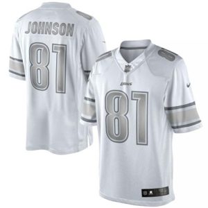 Marvelous Lions #81 Calvin Johnson White Men's Stitched NFL Limited Platinum Jersey