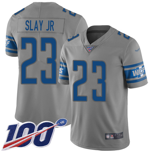High quality Lions #23 Darius Slay Jr Gray Men's Stitched NFL Limited Inverted Legend 100th Season Jersey