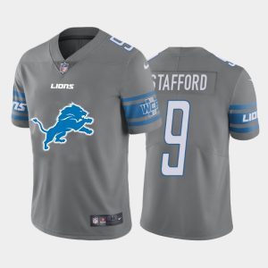 High quality Detroit Lions #9 Matthew Stafford Gray Men's Big Team Logo Vapor Limited NFL Jersey
