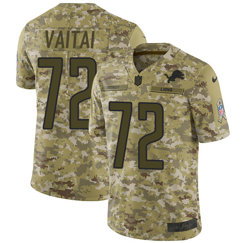 Outstanding Lions #72 Halapoulivaati Vaitai Camo Men's Stitched NFL Limited 2018 Salute To Service Jersey