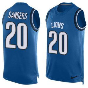 Premium Lions #20 Barry Sanders Blue Team Color Men's Stitched NFL Limited Tank Top Jersey