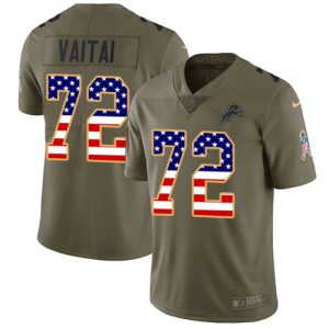 Gorgeous Lions #72 Halapoulivaati Vaitai Olive/USA Flag Men's Stitched NFL Limited 2017 Salute To Service Jersey