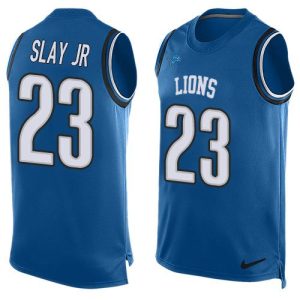High quality Lions #23 Darius Slay Jr Blue Team Color Men's Stitched NFL Limited Tank Top Jersey