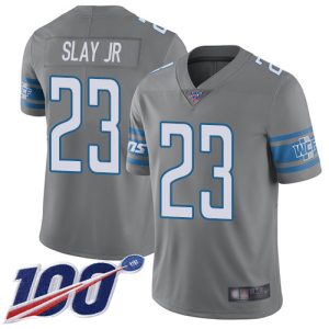 Exceptional Lions #23 Darius Slay Jr Gray Men's Stitched NFL Limited Rush 100th Season Jersey