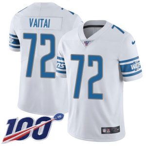 Gorgeous Lions #72 Halapoulivaati Vaitai White Men's Stitched NFL 100th Season Vapor Untouchable Limited Jersey