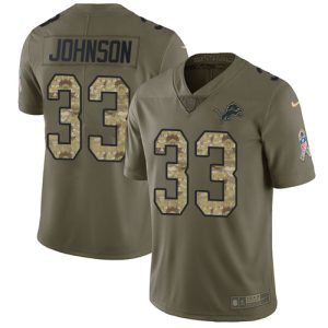 Exceptional Lions #33 Kerryon Johnson Olive/Camo Men's Stitched NFL Limited 2017 Salute To Service Jersey