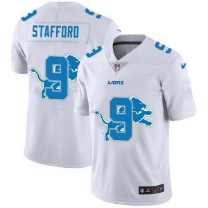 Exquisite Detroit Lions #9 Matthew Stafford White Men's Team Logo Dual Overlap Limited NFL Jersey