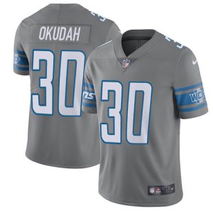 Superior Lions #30 Jeff Okudah Gray Men's Stitched NFL Limited Rush Jersey