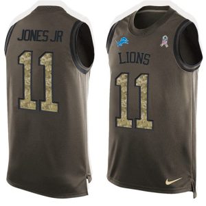 Premium Lions #11 Marvin Jones Jr Green Men's Stitched NFL Limited Salute To Service Tank Top Jersey