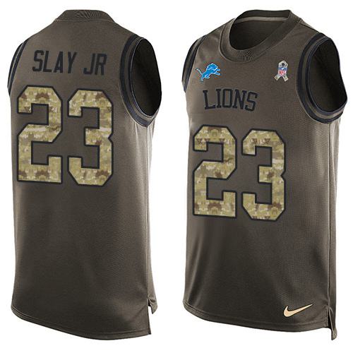 Premium Lions #23 Darius Slay Jr Green Men's Stitched NFL Limited Salute To Service Tank Top Jersey