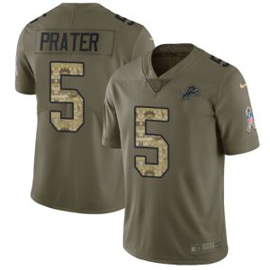 Gorgeous Lions #5 Matt Prater Olive/Camo Men's Stitched NFL Limited 2017 Salute To Service Jersey