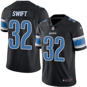 Gorgeous Lions #32 D'Andre Swift Black Men's Stitched NFL Limited Rush Jersey