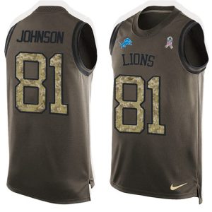 Gorgeous Lions #81 Calvin Johnson Green Men's Stitched NFL Limited Salute To Service Tank Top Jersey